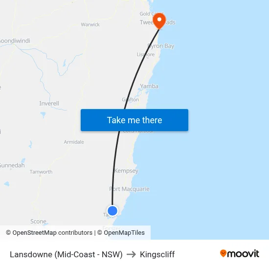 Lansdowne (Mid-Coast - NSW) to Kingscliff map