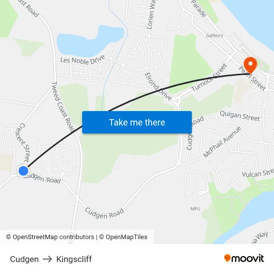 Cudgen to Kingscliff map