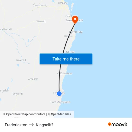 Frederickton to Kingscliff map