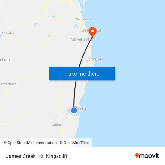 James Creek to Kingscliff map