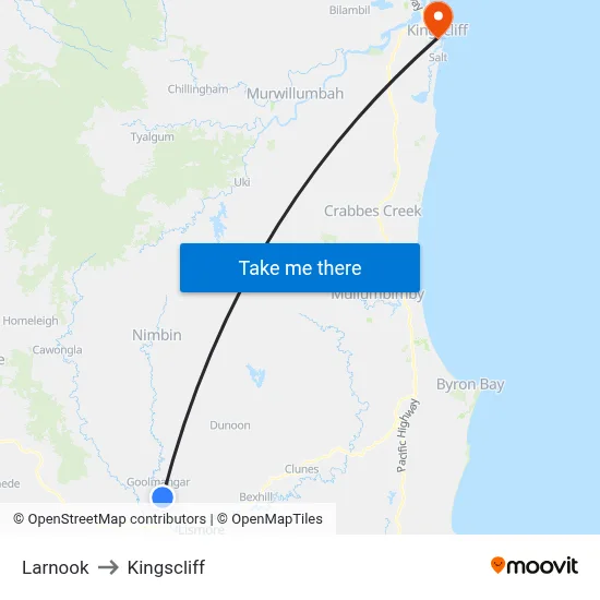 Larnook to Kingscliff map