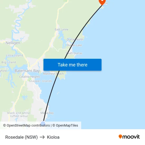 Rosedale (NSW) to Kioloa map