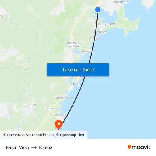 Basin View to Kioloa map