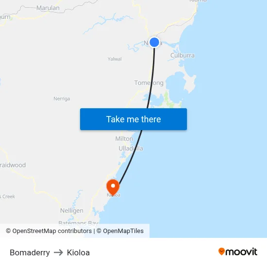 Bomaderry to Kioloa map