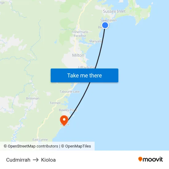 Cudmirrah to Kioloa map