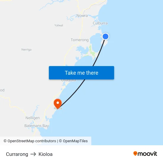 Currarong to Kioloa map