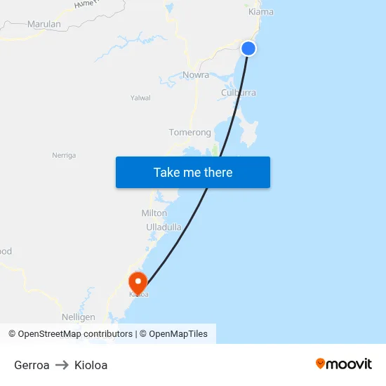 Gerroa to Kioloa map