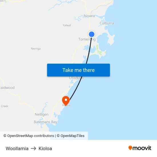 Woollamia to Kioloa map