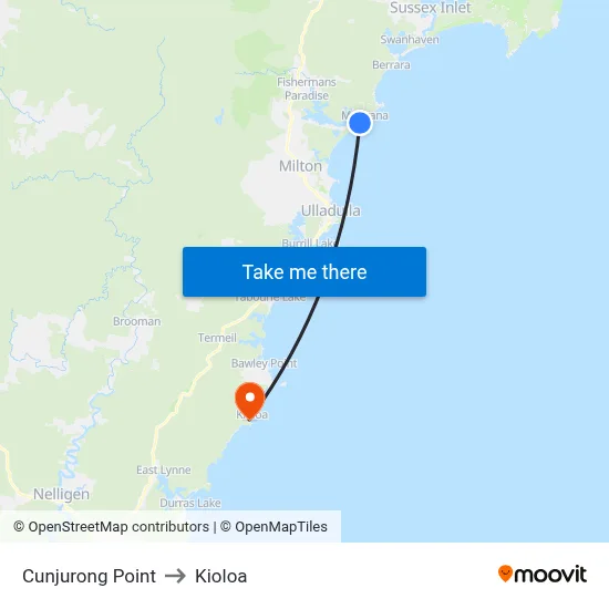 Cunjurong Point to Kioloa map