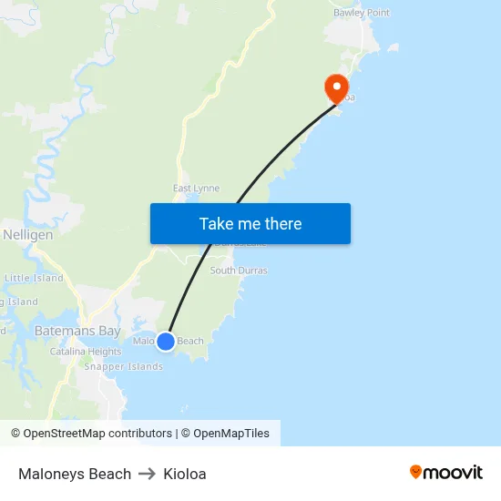 Maloneys Beach to Kioloa map
