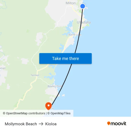 Mollymook Beach to Kioloa map