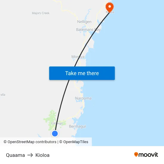 Quaama to Kioloa map