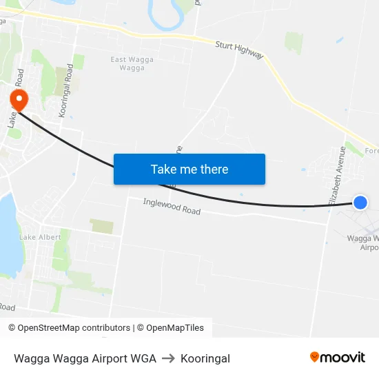 Wagga Wagga Airport WGA to Kooringal map