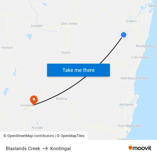 Blaxlands Creek to Kootingal map