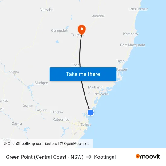 Green Point (Central Coast - NSW) to Kootingal map