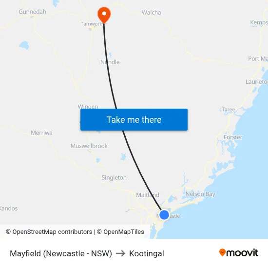 Mayfield (Newcastle - NSW) to Kootingal map