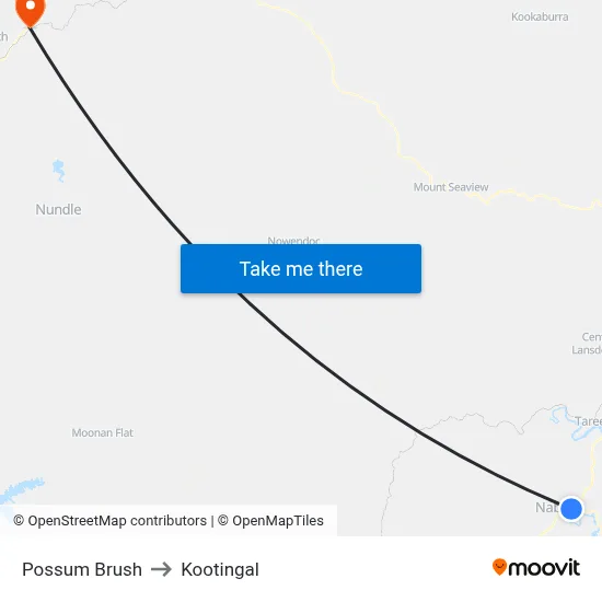 Possum Brush to Kootingal map