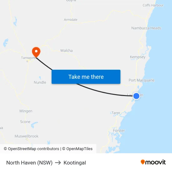 North Haven (NSW) to Kootingal map