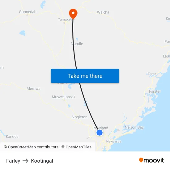 Farley to Kootingal map
