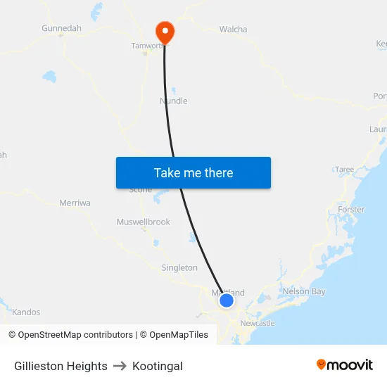 Gillieston Heights to Kootingal map