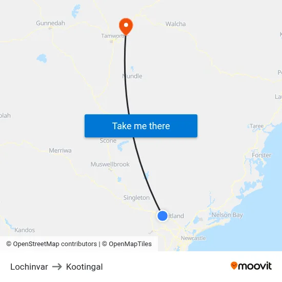 Lochinvar to Kootingal map