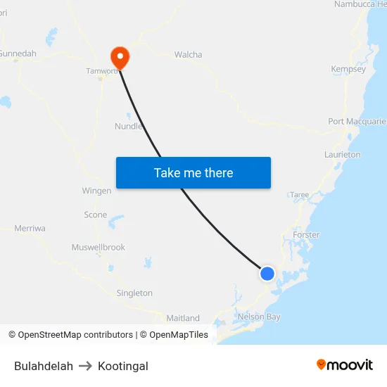 Bulahdelah to Kootingal map