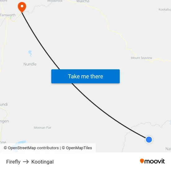Firefly to Kootingal map