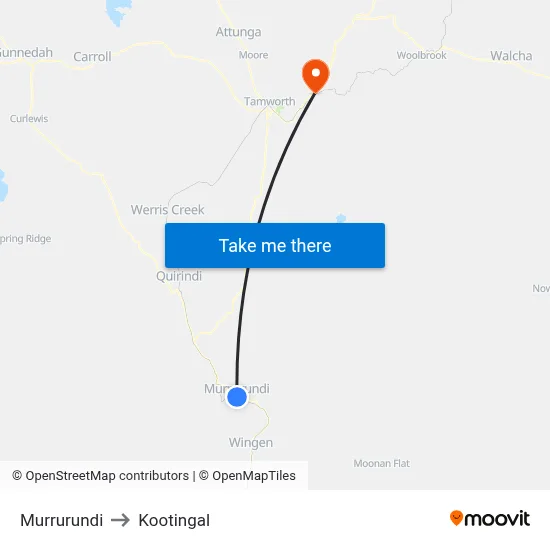 Murrurundi to Kootingal map