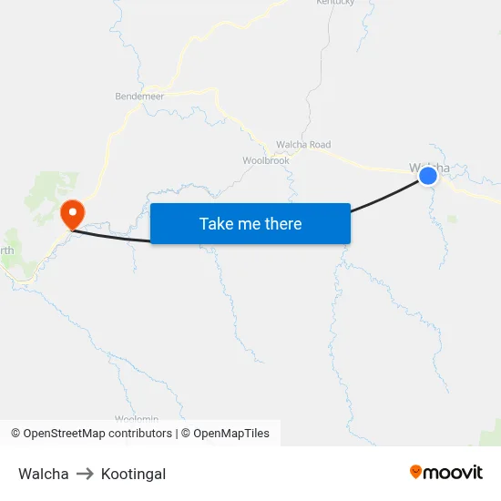 Walcha to Kootingal map