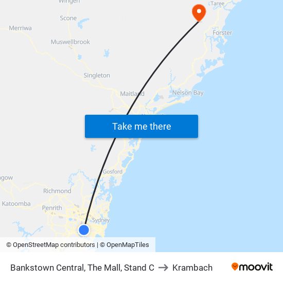 Bankstown Central, The Mall, Stand C to Krambach map