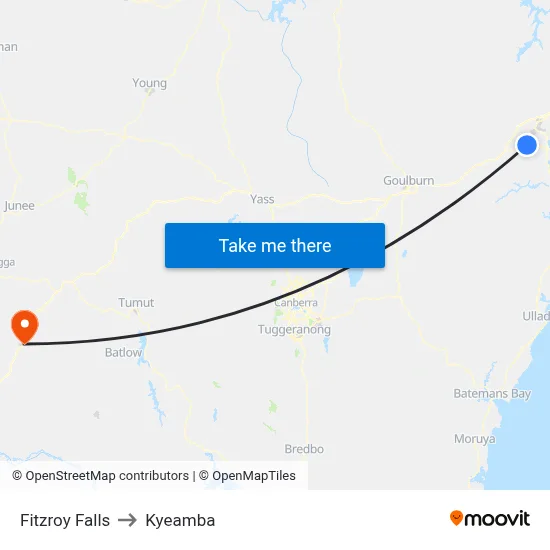 Fitzroy Falls to Kyeamba map
