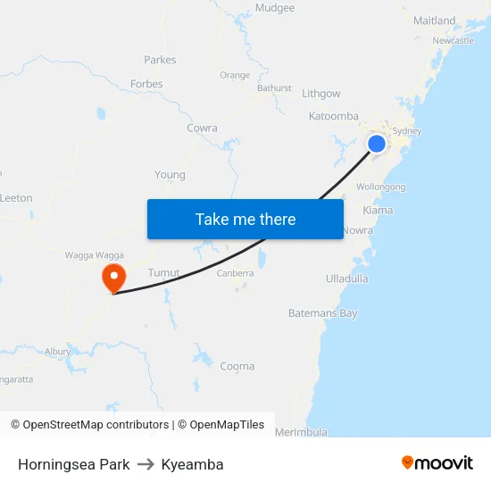Horningsea Park to Kyeamba map