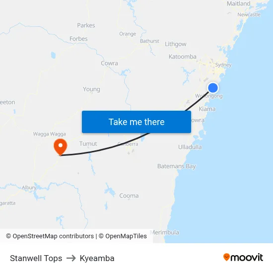 Stanwell Tops to Kyeamba map