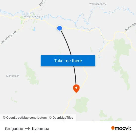 Gregadoo to Kyeamba map