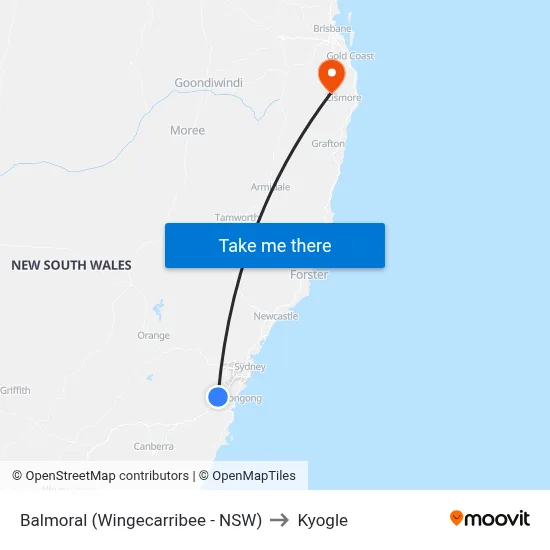 Balmoral (Wingecarribee - NSW) to Kyogle map