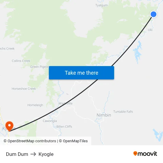 Dum Dum to Kyogle map