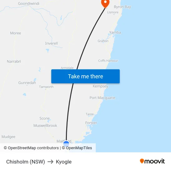 Chisholm (NSW) to Kyogle map