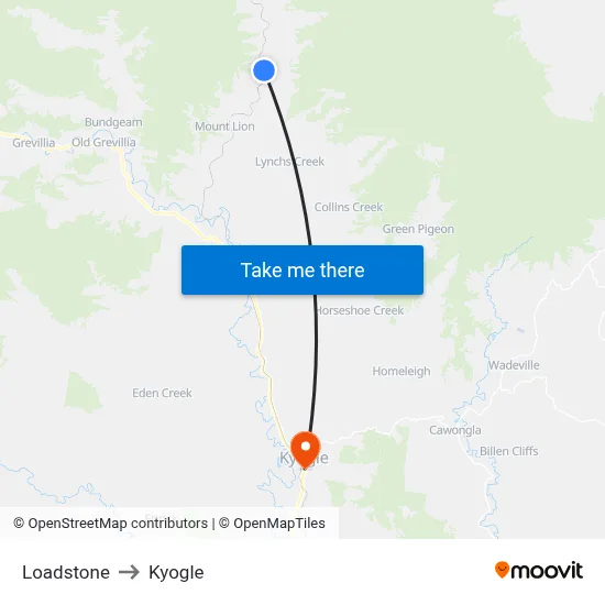 Loadstone to Kyogle map
