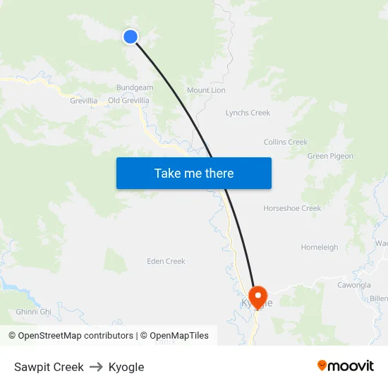 Sawpit Creek to Kyogle map