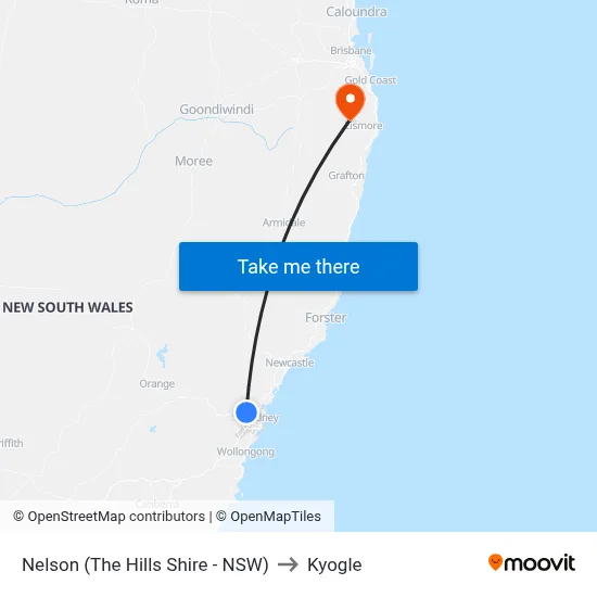 Nelson (The Hills Shire - NSW) to Kyogle map