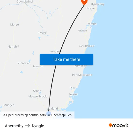 Abernethy to Kyogle map
