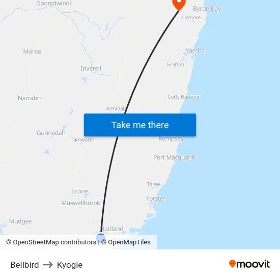 Bellbird to Kyogle map