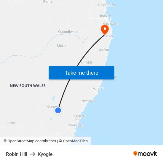 Robin Hill to Kyogle map