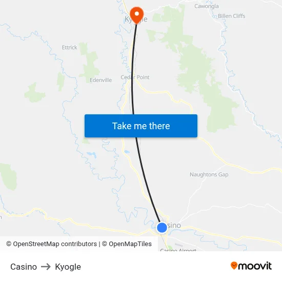 Casino to Kyogle map