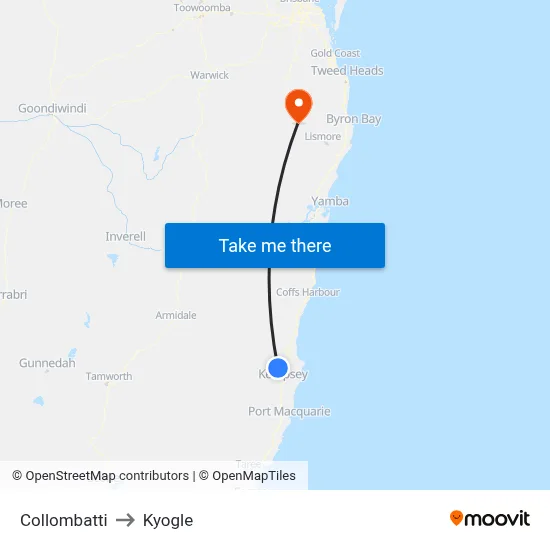 Collombatti to Kyogle map