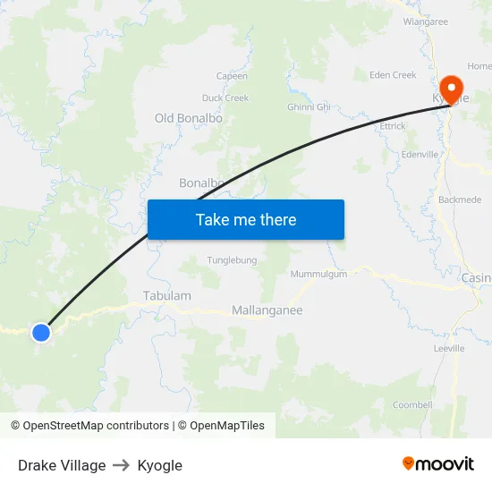 Drake Village to Kyogle map