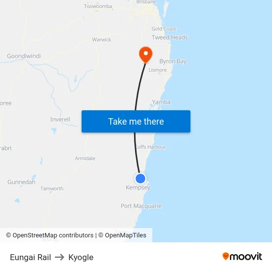 Eungai Rail to Kyogle map