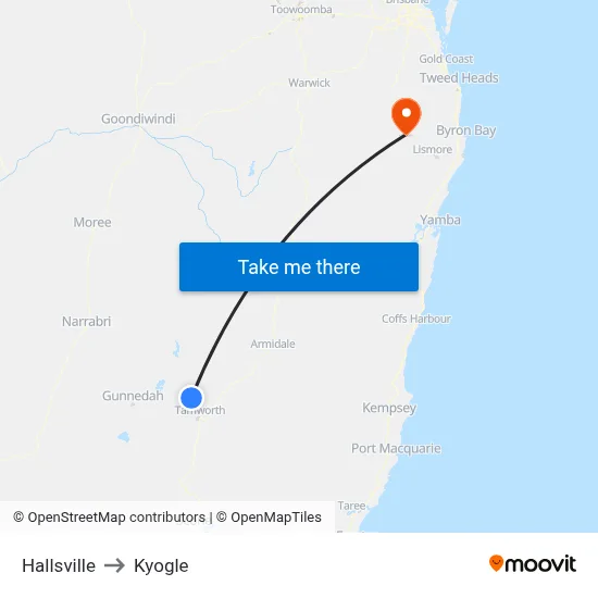 Hallsville to Kyogle map