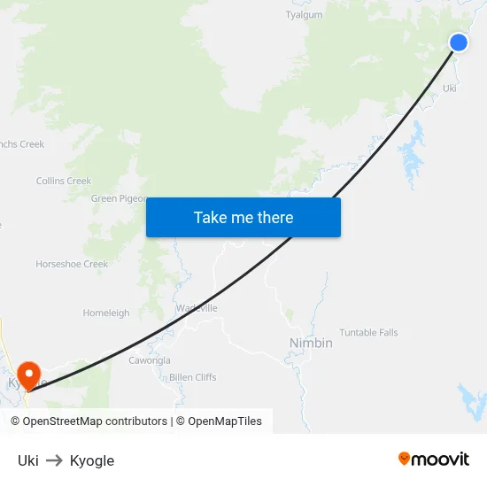 Uki to Kyogle map