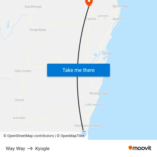 Way Way to Kyogle map